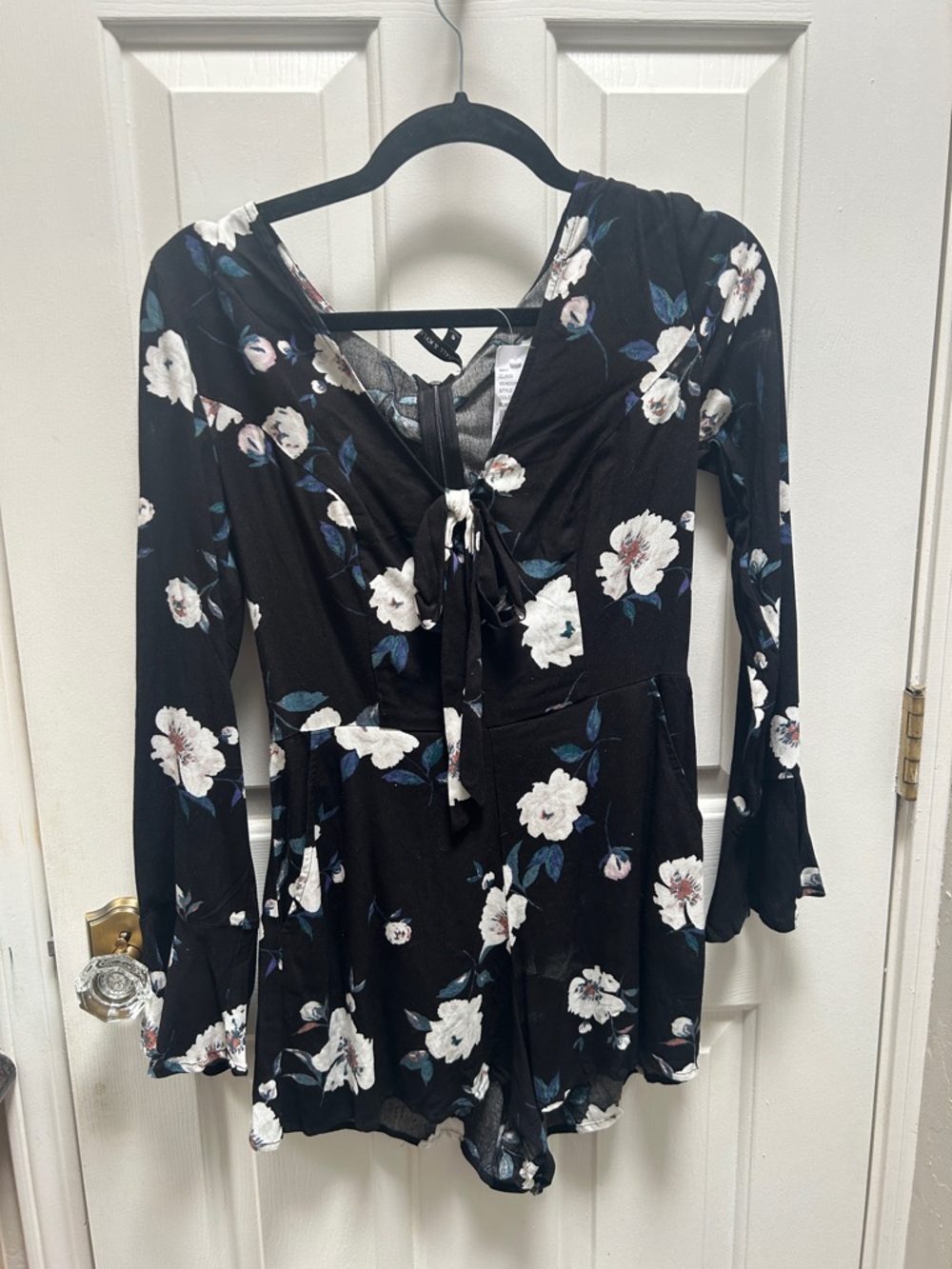 Kendall & Kylie Black Floral Long-Sleeve Romper